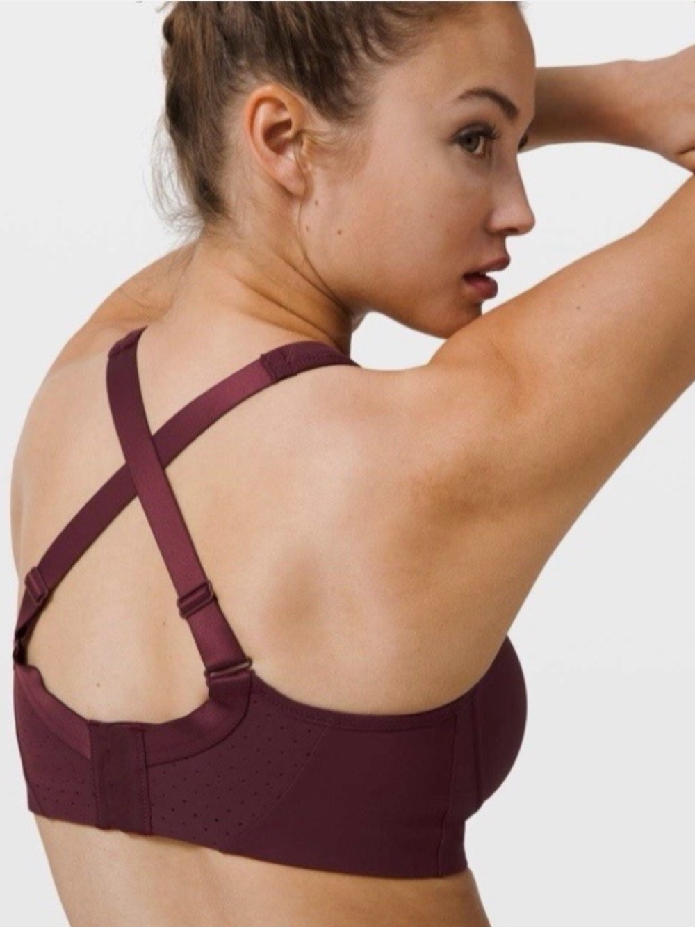 Lululemon Run Times High Support‎ Bra E34 Red Merlot Adjustable Straps